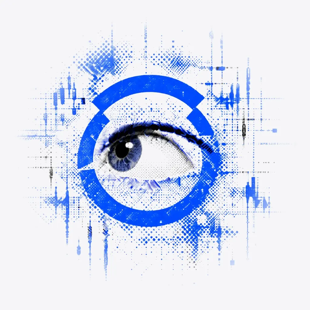 Tradar radar eye graphic looking left